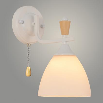 Бра XA1622/1W WH+WOOD белый+дерево 1х60W E27 h255, HN25